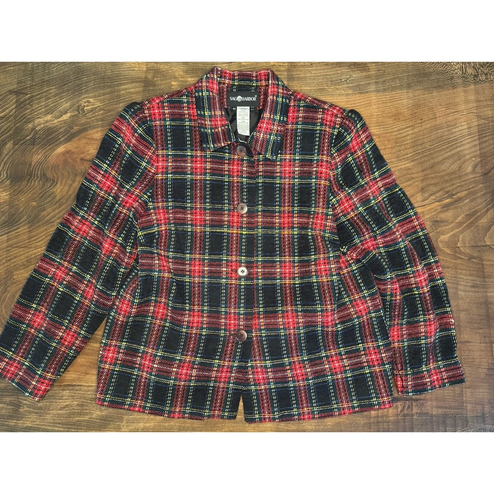 Vintage Sag‎ Harbor Tartan Plaid blazer size 14